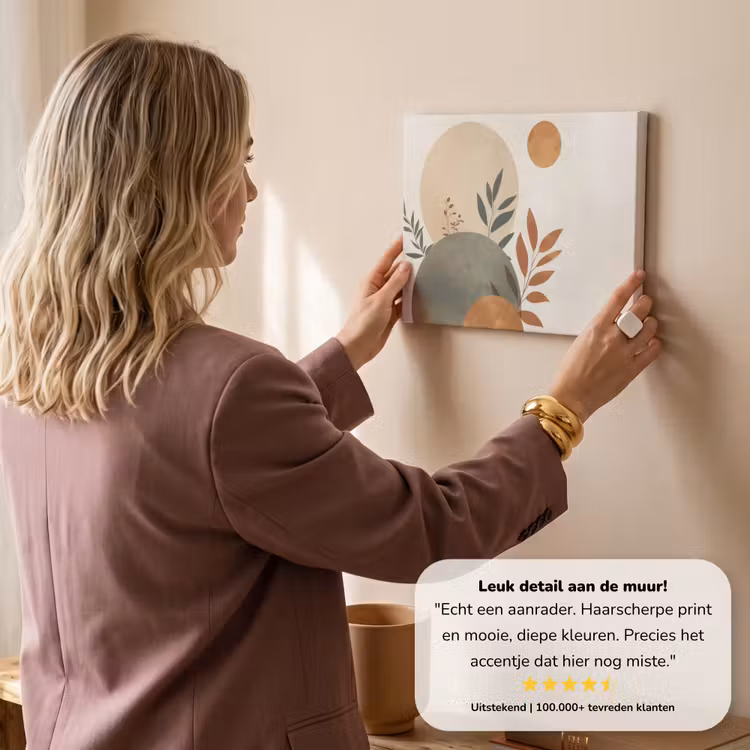 Canvas schilderij - Vormen - Rond - Bladeren - Beige — 3