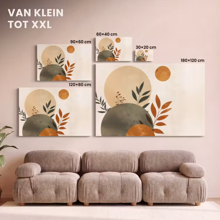 Canvas schilderij - Vormen - Rond - Bladeren - Beige — 8