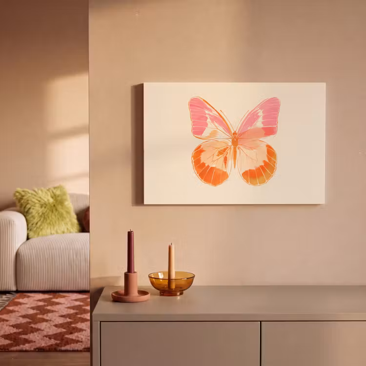 Canvas schilderij - Oranje - Vlinder - Minimalistisch — 2