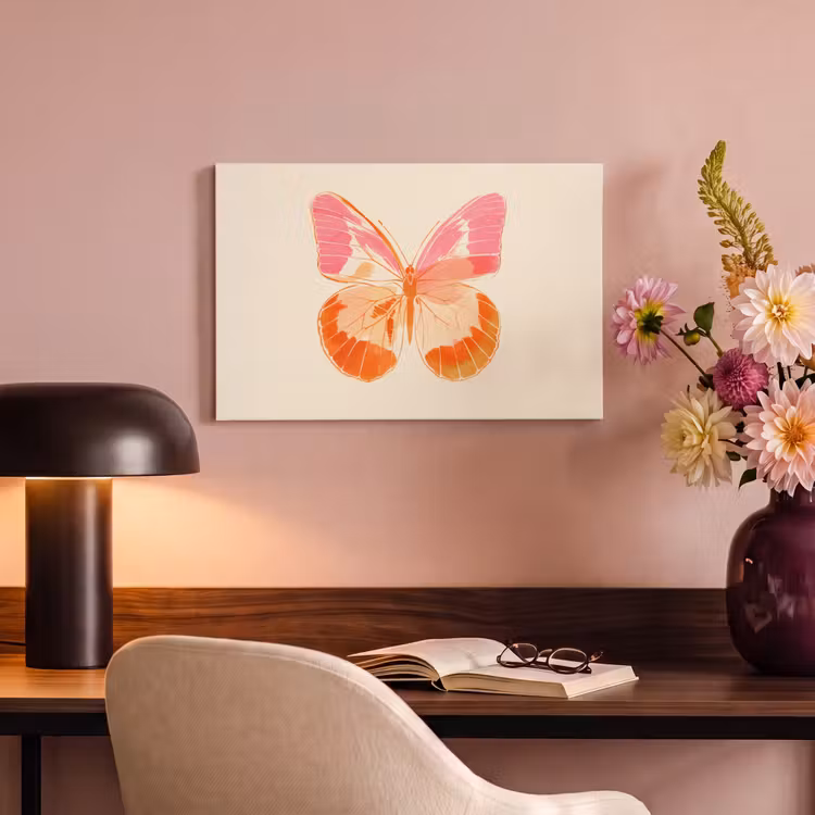 Canvas schilderij - Oranje - Vlinder - Minimalistisch — 6