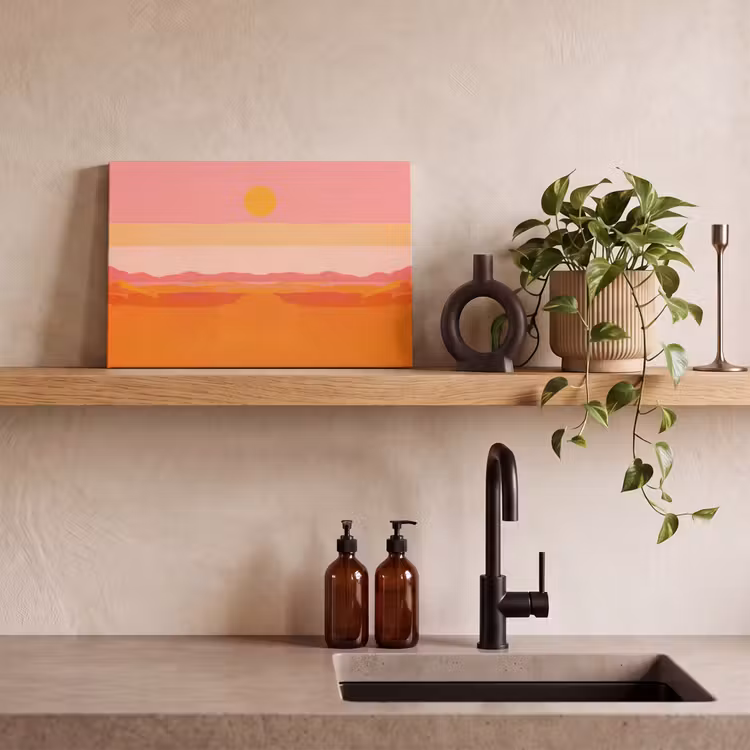 Canvas schilderij - Zon - Abstract - Landschap - Oranje — 4