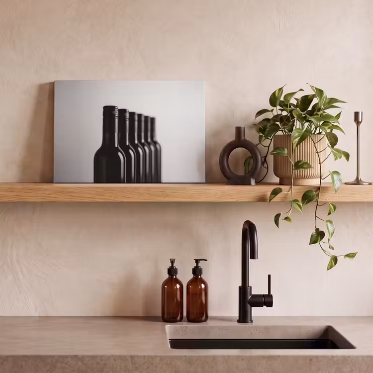 Canvas schilderij - Wijnflessen - Zwart - Minimalistisch — 4