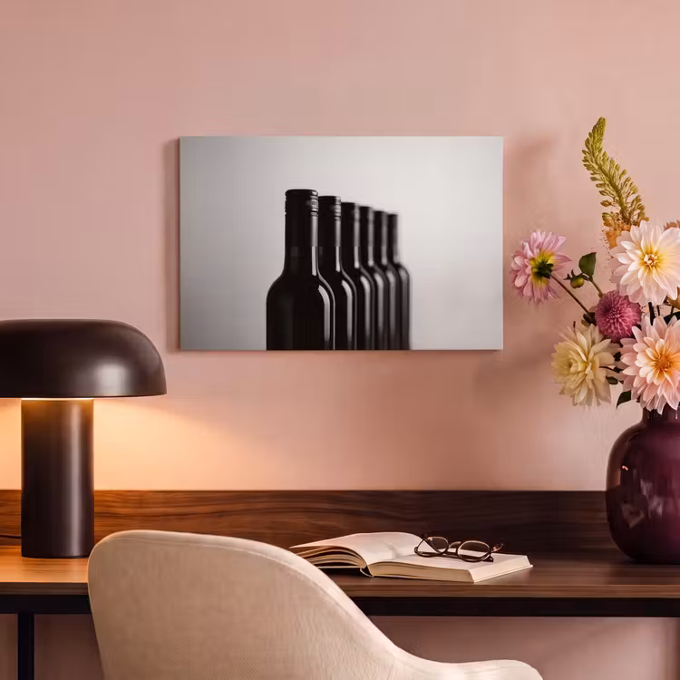 Canvas schilderij - Wijnflessen - Zwart - Minimalistisch — 6