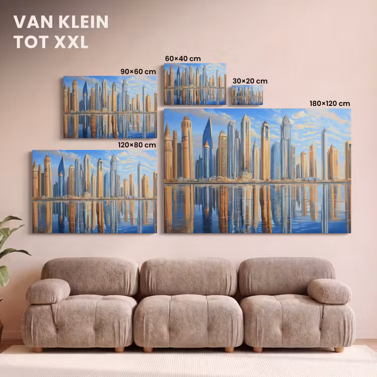 Canvas schilderij - Skyline - Wolkenkrabbers - Water - Blauw — 8