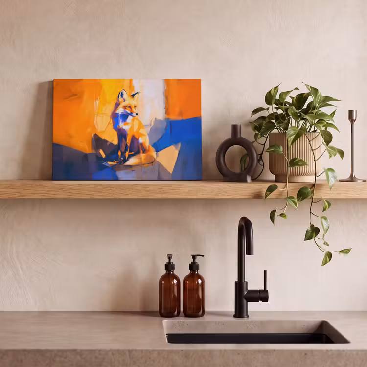 Canvas schilderij - Vos - Oranje - Vormen - Abstract — 4