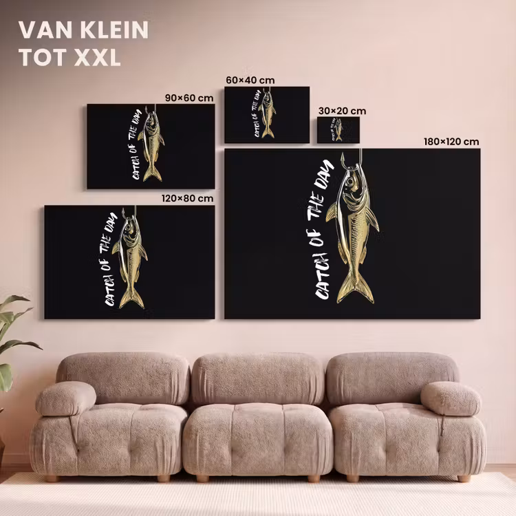 Canvas schilderij - Vis - Zwart - Goud - Tekst — 8
