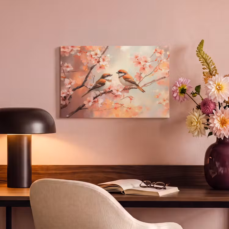 Canvas schilderij - Vogels - Romantic - Bloesemtak — 6