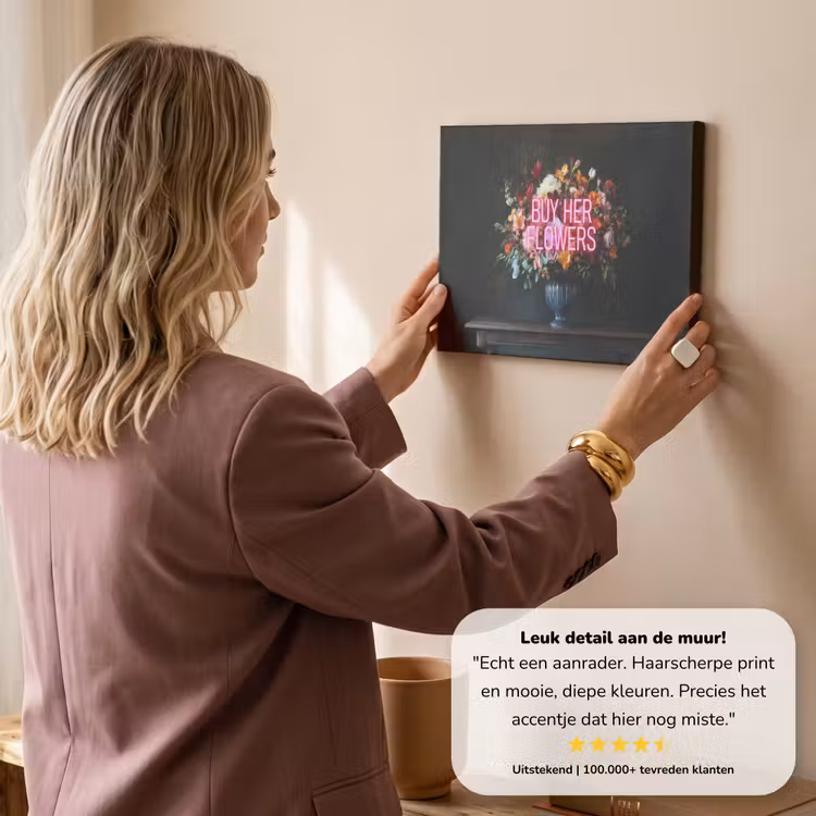 Canvas schilderij - Quote - Bloemen - Vaas - Neon — 3