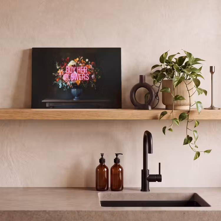 Canvas schilderij - Quote - Bloemen - Vaas - Neon — 4