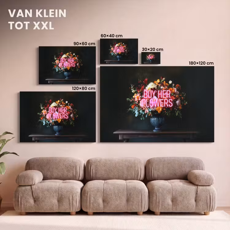 Canvas schilderij - Quote - Bloemen - Vaas - Neon — 8