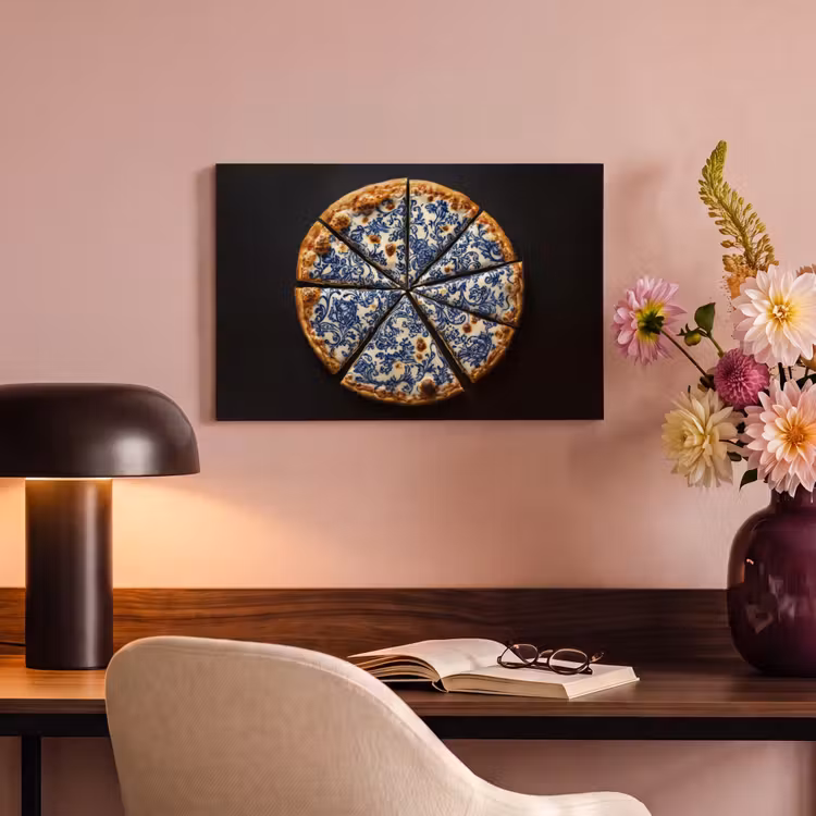 Canvas schilderij - Pizza - Eten - Delftsblauw — 6