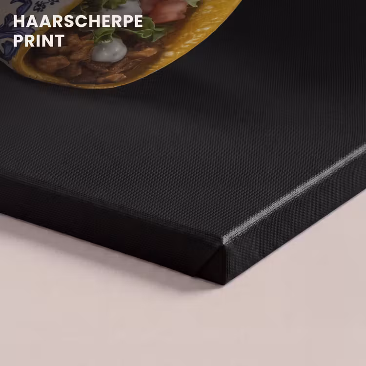 Canvas schilderij - Taco - Vlees - Salade - Delftsblauw - Motief — 5