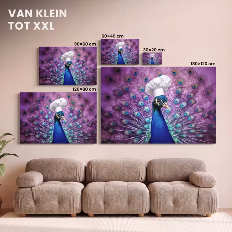 Canvas schilderij - Pauw - Koksmuts - Cool - Paars — 8
