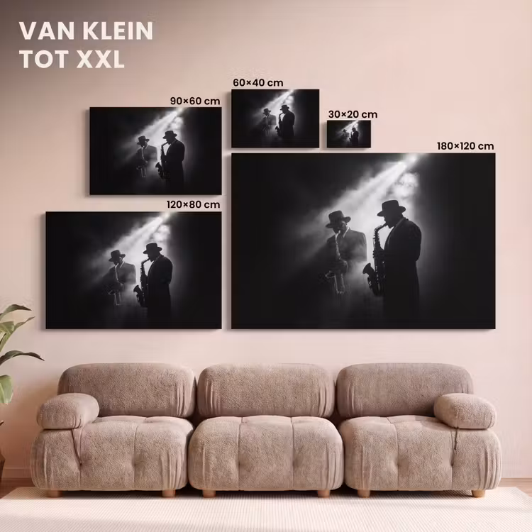Canvas schilderij - Saxofonisten - Hoeden - Rook - Licht — 8