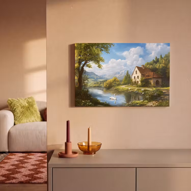Canvas schilderij - Zwaan - Bomen - Rust — 2