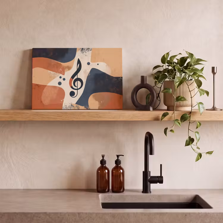 Canvas schilderij - Sleutel - G - Abstract - Beige — 4