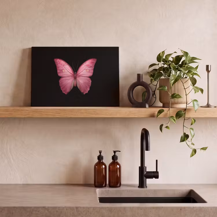 Canvas schilderij - Vlinder - roze - Elegant — 4