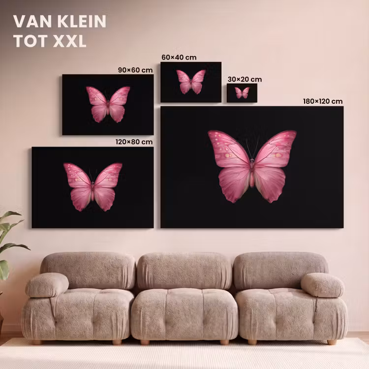 Canvas schilderij - Vlinder - roze - Elegant — 8