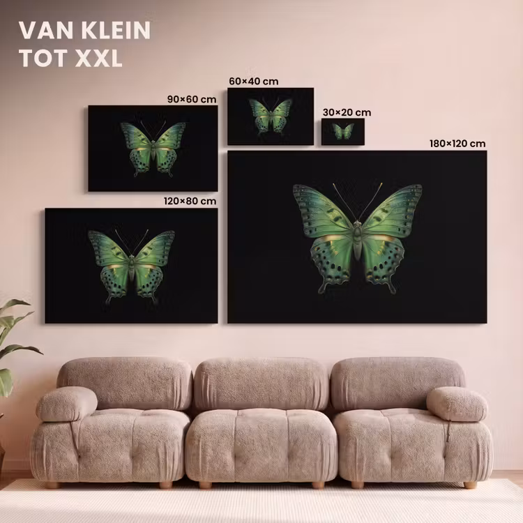 Canvas schilderij - Vlinder - Groen - Diepte — 8