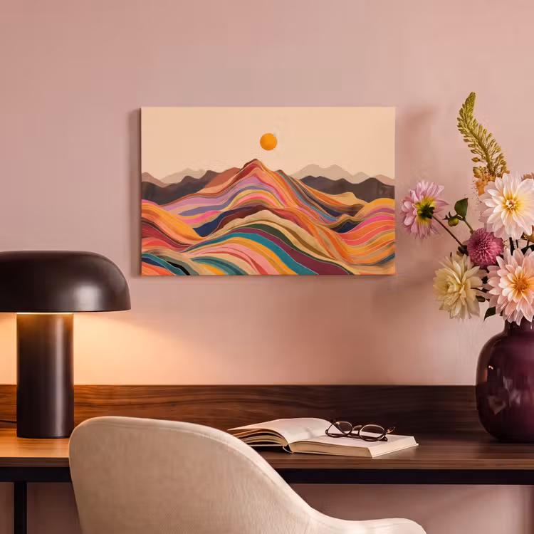 Canvas schilderij - Zon - Kleurrijk landschap - Bergen — 6
