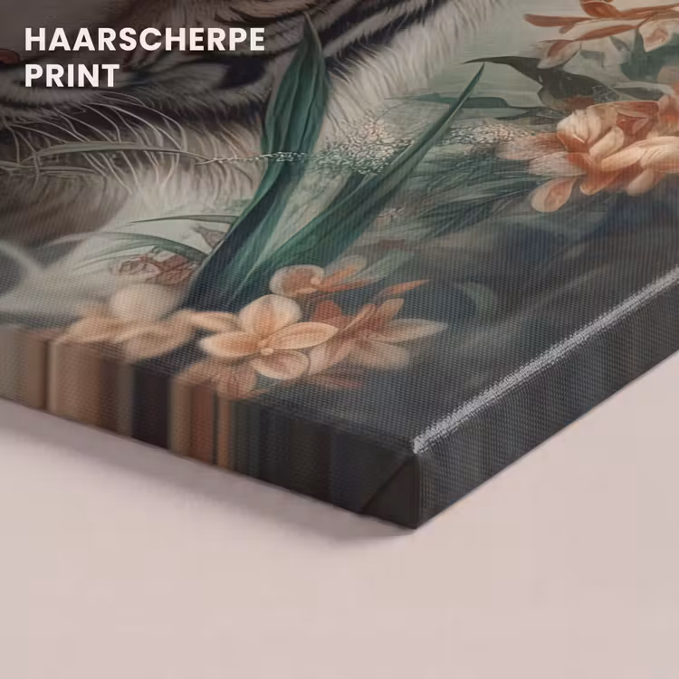 Canvas schilderij - Tijger - Vlinders - Dieren - Jungle - Bloemen — 5