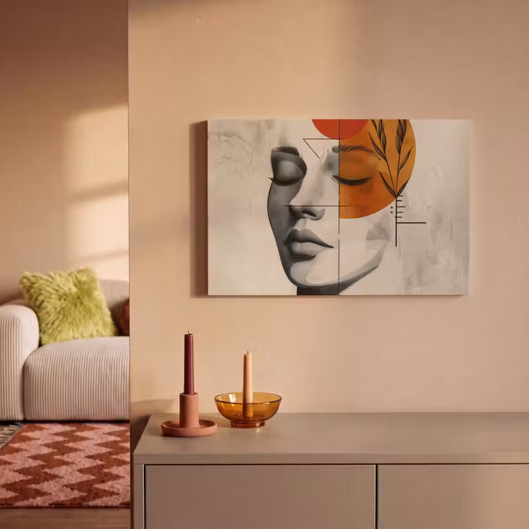 Canvas schilderij - Vrouw - Botanisch - Oranje - Kunst - Modern — 2