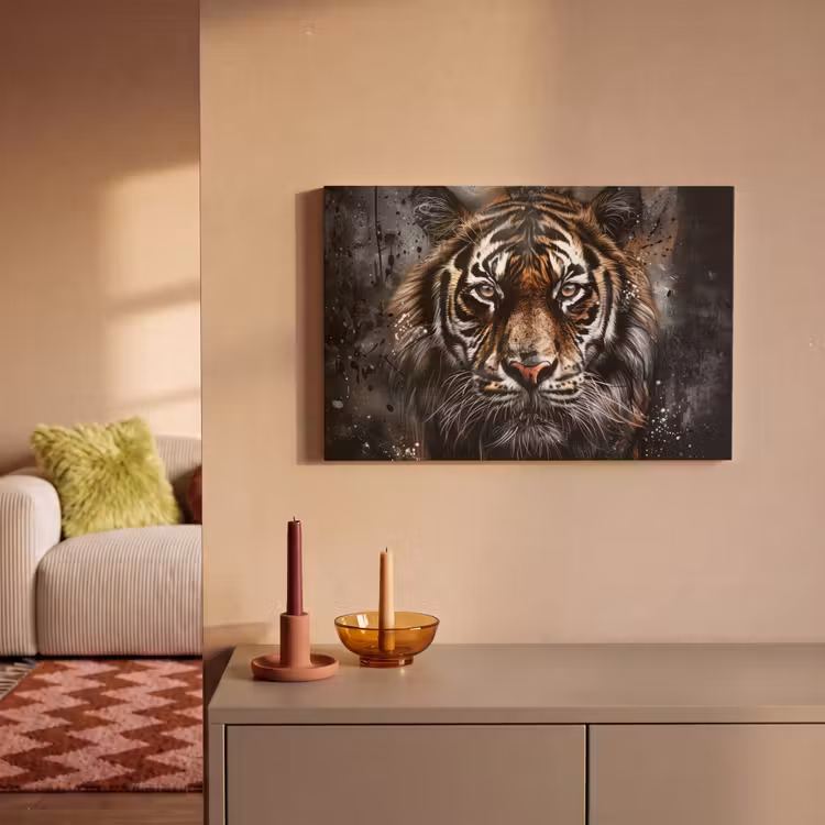 Canvas schilderij - Tijger - Dieren - Portret - Luxe - Zwart — 2