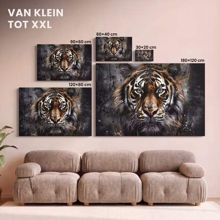 Canvas schilderij - Tijger - Dieren - Portret - Luxe - Zwart — 8