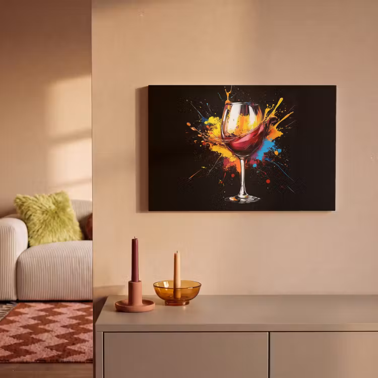 Canvas schilderij - Wijn - Glas - Graffiti - Borrel - Rood - Verf — 2