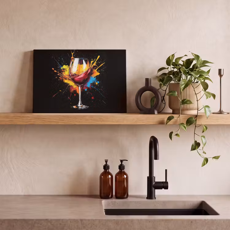 Canvas schilderij - Wijn - Glas - Graffiti - Borrel - Rood - Verf — 4