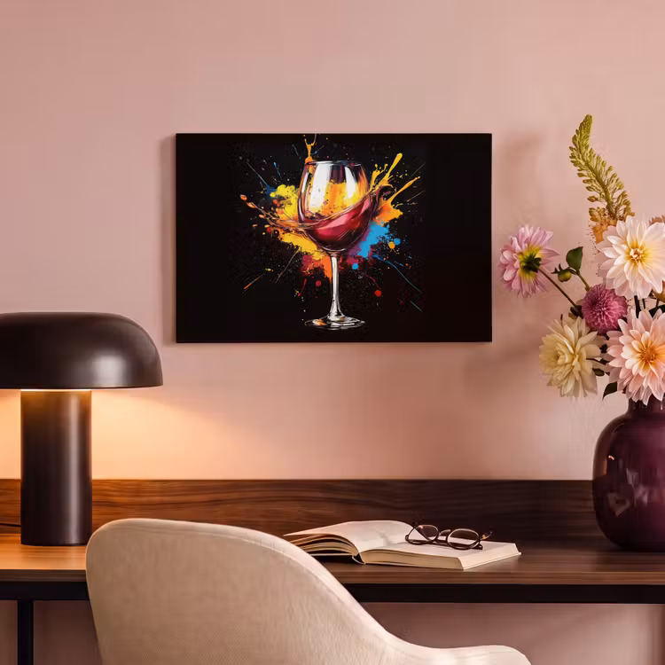 Canvas schilderij - Wijn - Glas - Graffiti - Borrel - Rood - Verf — 6