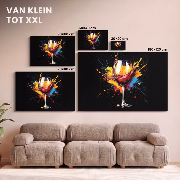 Canvas schilderij - Wijn - Glas - Graffiti - Borrel - Rood - Verf — 8