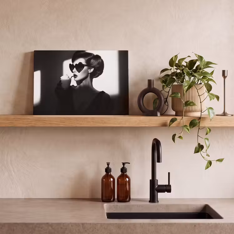 Canvas schilderij - Vrouw - Zwart - Hart — 4