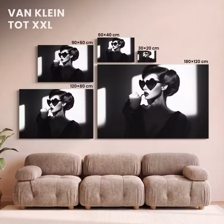 Canvas schilderij - Vrouw - Zwart - Hart — 8