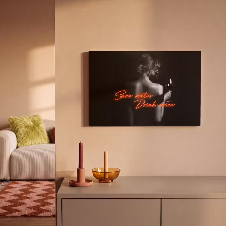 Canvas schilderij - Wijn - Vrouw - Neon - Quote — 2