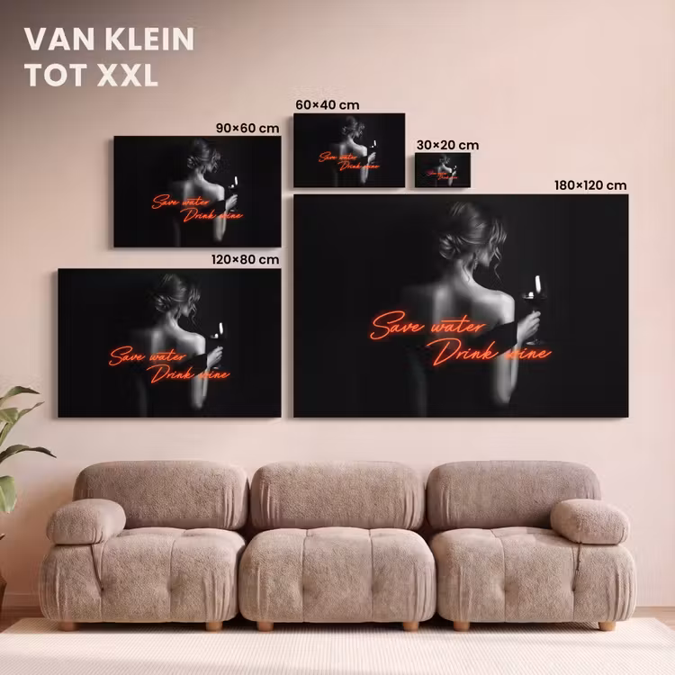 Canvas schilderij - Wijn - Vrouw - Neon - Quote — 8