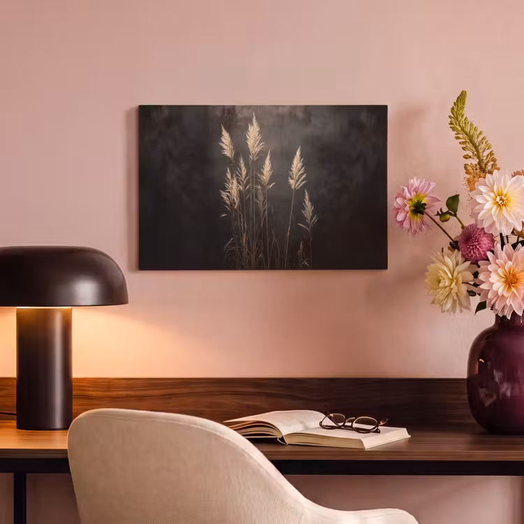 Canvas schilderij - Siergras - Pluimen - Verlichting - Zwart — 6