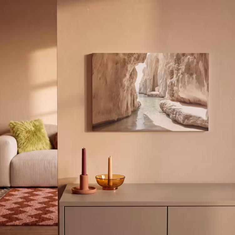 Canvas schilderij - Rotsen - Zee - Zand - Kloof — 2