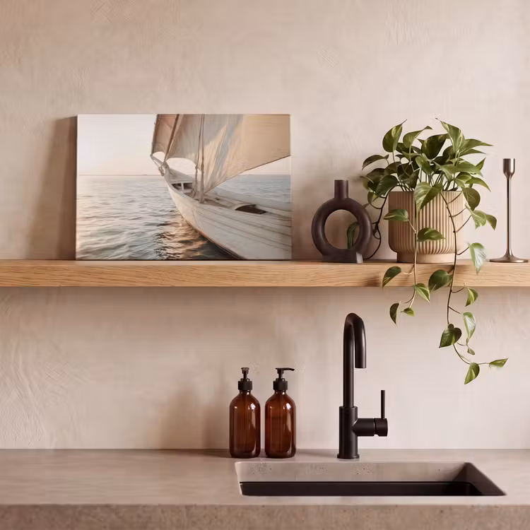 Canvas schilderij - Zeilboot - Zee - Beige - Zon — 4