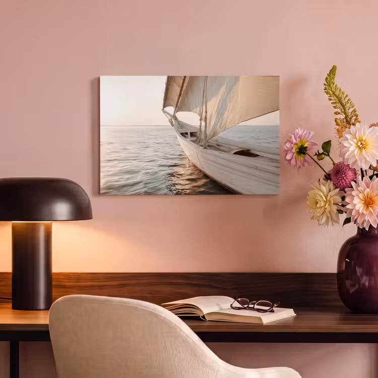 Canvas schilderij - Zeilboot - Zee - Beige - Zon — 6