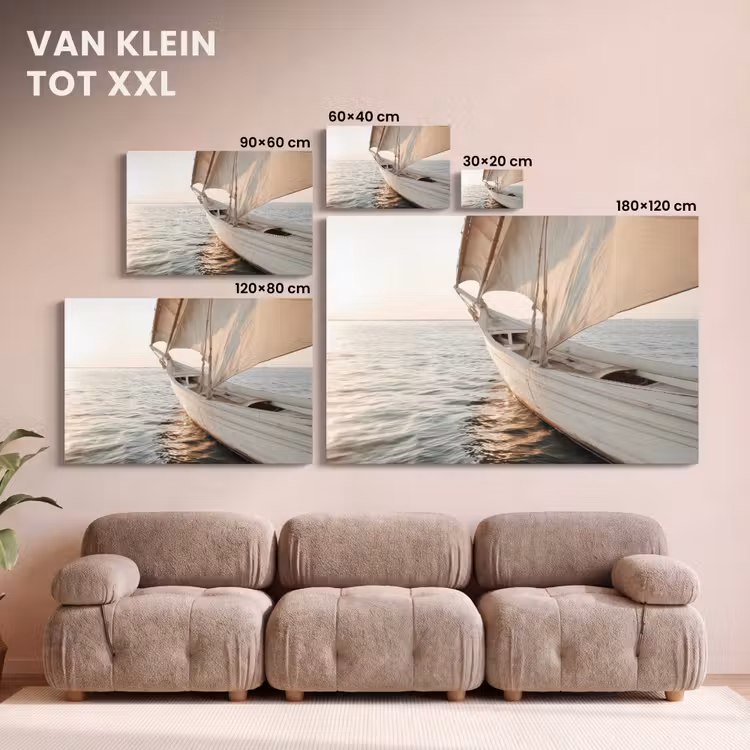 Canvas schilderij - Zeilboot - Zee - Beige - Zon — 8