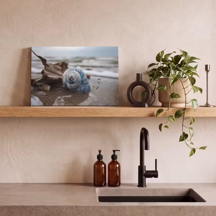 Canvas schilderij - Blauw Slakkenhuis op Strand — 4