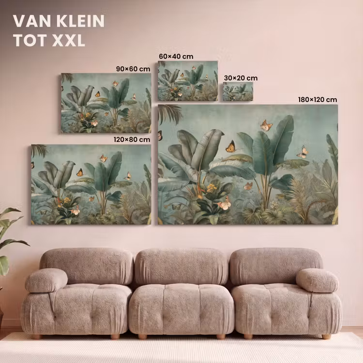 Canvas schilderij - Tropisch bladerdek - Vlinders - groen - Bruin — 8