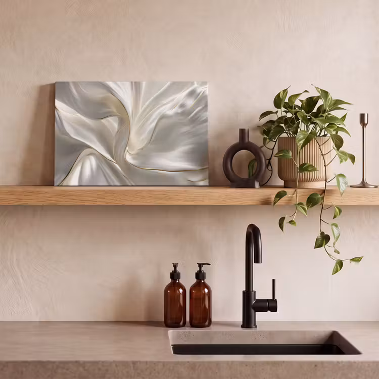 Canvas schilderij - Stof - Plooien - Goud — 4
