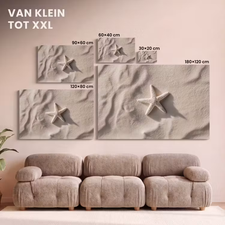 Canvas schilderij - Strand - Zeester - Zand - Beige — 8