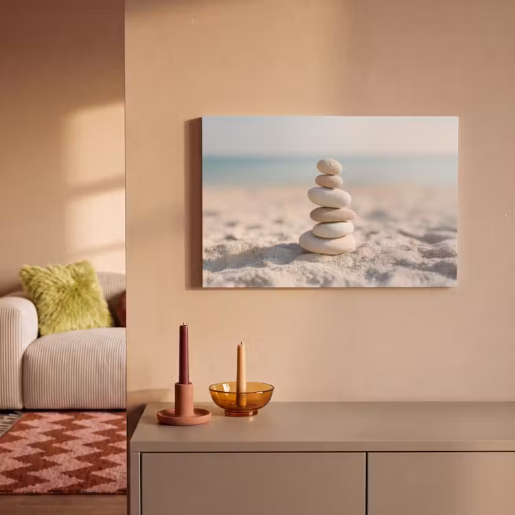 Canvas schilderij - Stenen - Stapel - Zand - Zee — 2