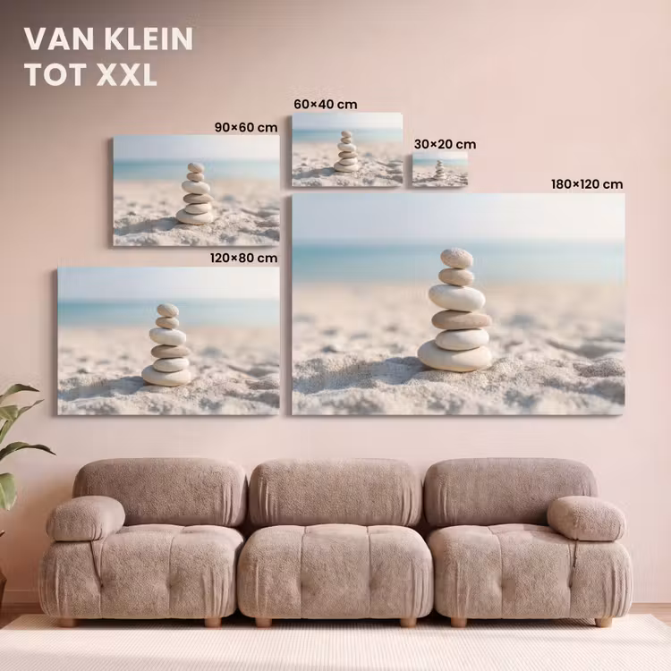 Canvas schilderij - Stenen - Stapel - Zand - Zee — 8
