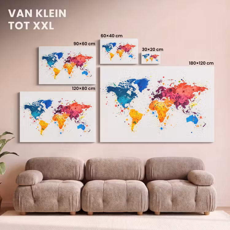 Canvas schilderij - Wereldkaart - Graffiti - Kleurrijk — 8
