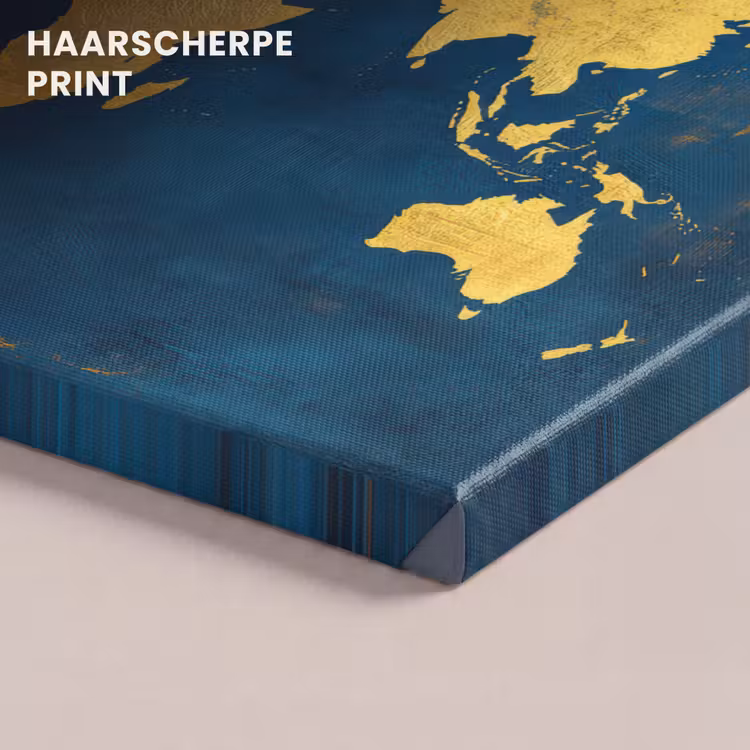 Canvas schilderij - Wereldkaart - Goud - Donkerblauw — 5