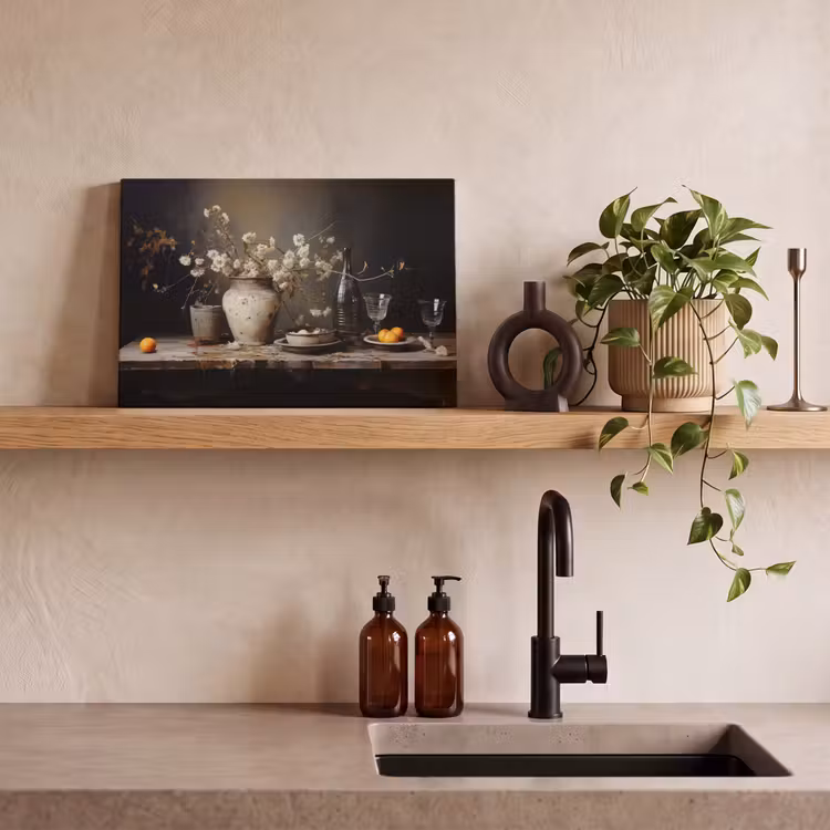 Canvas schilderij - Stilleven - Bloemen - Boeket - Vaas - Wijn — 4